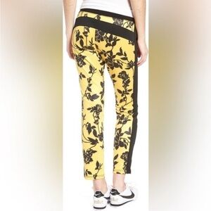 PAM & GELA Black and Yellow Floral Track Pants Petite / Extra Small